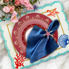 Load image into Gallery viewer, Corals and Shells Linen Napkins