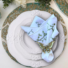Load image into Gallery viewer, Green Leaves Embroidered Linen Napkins, Green Leaves Napkins, Linen Napkins, Dinner Napkins, Wedding Napkins, Party Napkins, Holiday Napkins, Christmas Linen Napkins, Luxury Table Linens, Premium Linen Napkins, Fine Dining Linen Napkins, Dining Linen Napkins, Wedding Linen Napkins, Special Occasion Napkins, Everyday Use Linen Napkins,High-quality linen napkins, Sustainable dining essentials, Elegant table decor