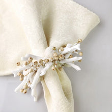 Load image into Gallery viewer, Wedding Decoration, white coral napkin rings, tropical table decor, tropical napkin rings, Tabletop Decor, Party Wedding Set, party, Ornament Table Setting, Napkin Rings Wholesale, Napkin Ring Buckles, napkin decor, Holiday Napkin Ring, Holiday Napkin Holder, Dinner Table Rings, Dinner Table Decor, Decorative Serviette Ring, Decoration for Wedding, coral napkin rings, coral, colorful napkin rings, beach table decor, beach set up, beach napkin rings, beach decoration, nautical napkin rings, coastal decor
