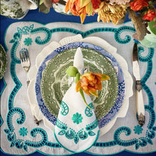 Load image into Gallery viewer, Turquoise Embroidered Linen Napkins