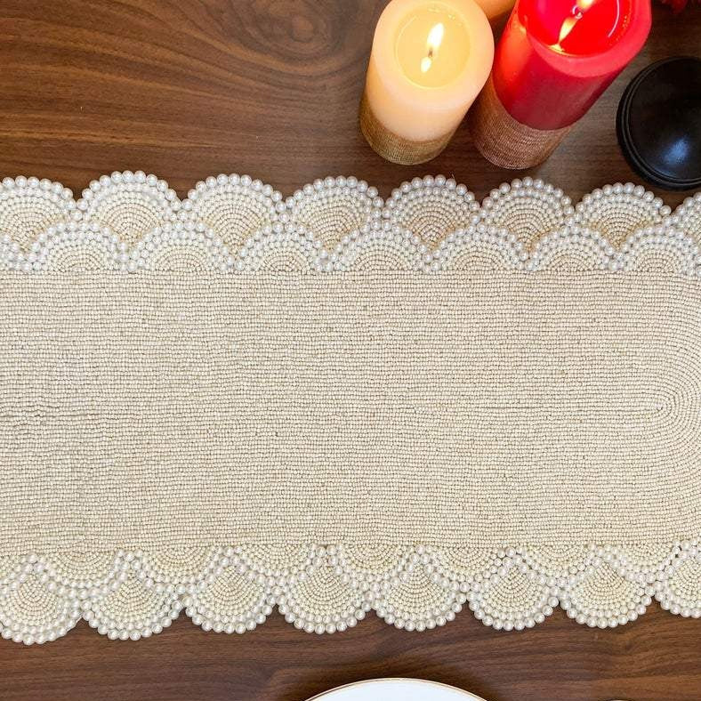 Pearl Handmade Beaded Table Runner – Decorable