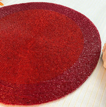 Load image into Gallery viewer, Red Beaded Placemats, Red Placemats, Handmade Red Placemats