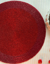 Load image into Gallery viewer, Red Beaded Placemats, Red Placemats, Handmade Red Placemats