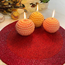 Load image into Gallery viewer, Red Beaded Placemats, Red Placemats, Handmade Red Placemats