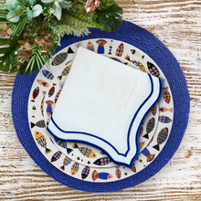 Load image into Gallery viewer, Blue Embroidered Linen Napkins