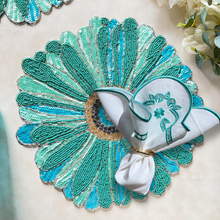 Load image into Gallery viewer, Turquoise Embroidered Linen Napkins