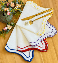 Load image into Gallery viewer, Burned Red Embroidered Linen Napkins