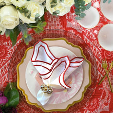 Load image into Gallery viewer, Burned Red Embroidered Linen Napkins