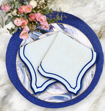 Load image into Gallery viewer, Blue Embroidered Linen Napkins