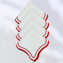 Load image into Gallery viewer, Burned Red Embroidered Linen Napkins