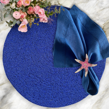 Load image into Gallery viewer, Blue Beaded Placemats, Blue Placemats, Handmade Blue Placemats
