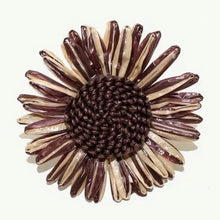 Load image into Gallery viewer, Braided Sunflower Napkin Rings, Woven Sunflower Napkin Rings, Bohemian Napkin Rings, Boho Napkin Rings, Sunflower Napkin Rings, Raffia Sunflower Napkin Rings, Raffia sunflower, Brown Napkin Rings, Flower Napkin Rings
