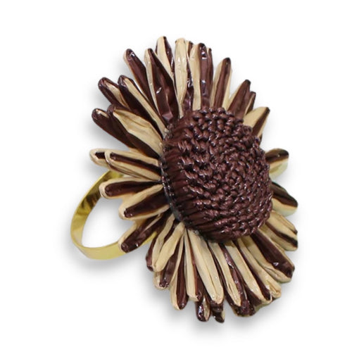 Braided Sunflower Napkin Rings, Woven Sunflower Napkin Rings, Bohemian Napkin Rings, Boho Napkin Rings, Sunflower Napkin Rings, Raffia Sunflower Napkin Rings, Raffia sunflower, Brown Napkin Rings, Flower Napkin Rings