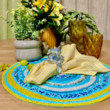 Load image into Gallery viewer, Handmade Yellow &amp; Blue Beaded Placemats
