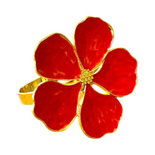 Load image into Gallery viewer, Plum Blossom Napkin Rings, Red Flower Napkin Rings, Flower Napkin Rings, Blossom Napkin Rings, Red Blossom Napkin Rings, Wedding Napkin Rings, Daisy Napkin Rings
