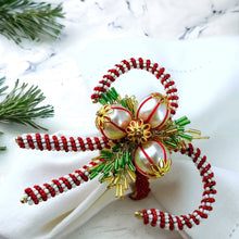 Load image into Gallery viewer, Candy Cane Napkin Rings, Christmas Napkin Rings, Holiday Table Decor, Festive Dining Accessories, Red and White Napkin Rings, Christmas Dinnerware , Holiday Table Settings, Decorative Candy Cane Items, Seasonal Napkin Holders, Yuletide Table Decoration, Striped Christmas Napkin Rings, Sweet Christmas Décor, Peppermint Theme Accessories, Winter Holiday Essentials, Festive Serveware Accents, Handmade Candy Cane Decaorations, Holiday Napkin Holders
