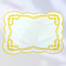 Load image into Gallery viewer, Yellow embroidered linen placemats, Embroidered linen placemats, Yellow embroidered placemats, Embroidered placemats, Spring placemats, Easter placemats, Wedding placemats, Handmade placemats, Colorful placemats, Decorative placemats, Table mats, Placemats
