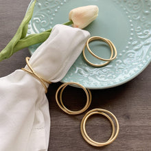 Load image into Gallery viewer, Brushed Gold Spiral Napkin Rings, Metal Spiral Napkin Rings, Gold Napkin Rings, Wedding Napkin Rings, Holiday Napkin Rings, Decorative Serviette Rings, Holiday Napkin Holders, Napkin Ring Buckles, Wedding Decorations, Decorations for Weddings, Dinner Table Rings, Dinner Table Decor, Halloween, Thanksgiving, Banquet, Party, Wedding
