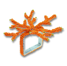 Load image into Gallery viewer, Orange Coral Napkin Rings,Marine Napkin Rings, Beach Napkin Rings, Tropical Napkin Rings,  Beaded Coral Napkin Rings, Handmade Napkin Rings, Handmade Beaded Napkin Rings, Orange Handmade Napkin Rings, Wedding, Kim Seybert, Kim Seybert napkin rings, Kim Seybert beaded napkin rings, Kim Seybert table decoration, Kim Seybert table escape
