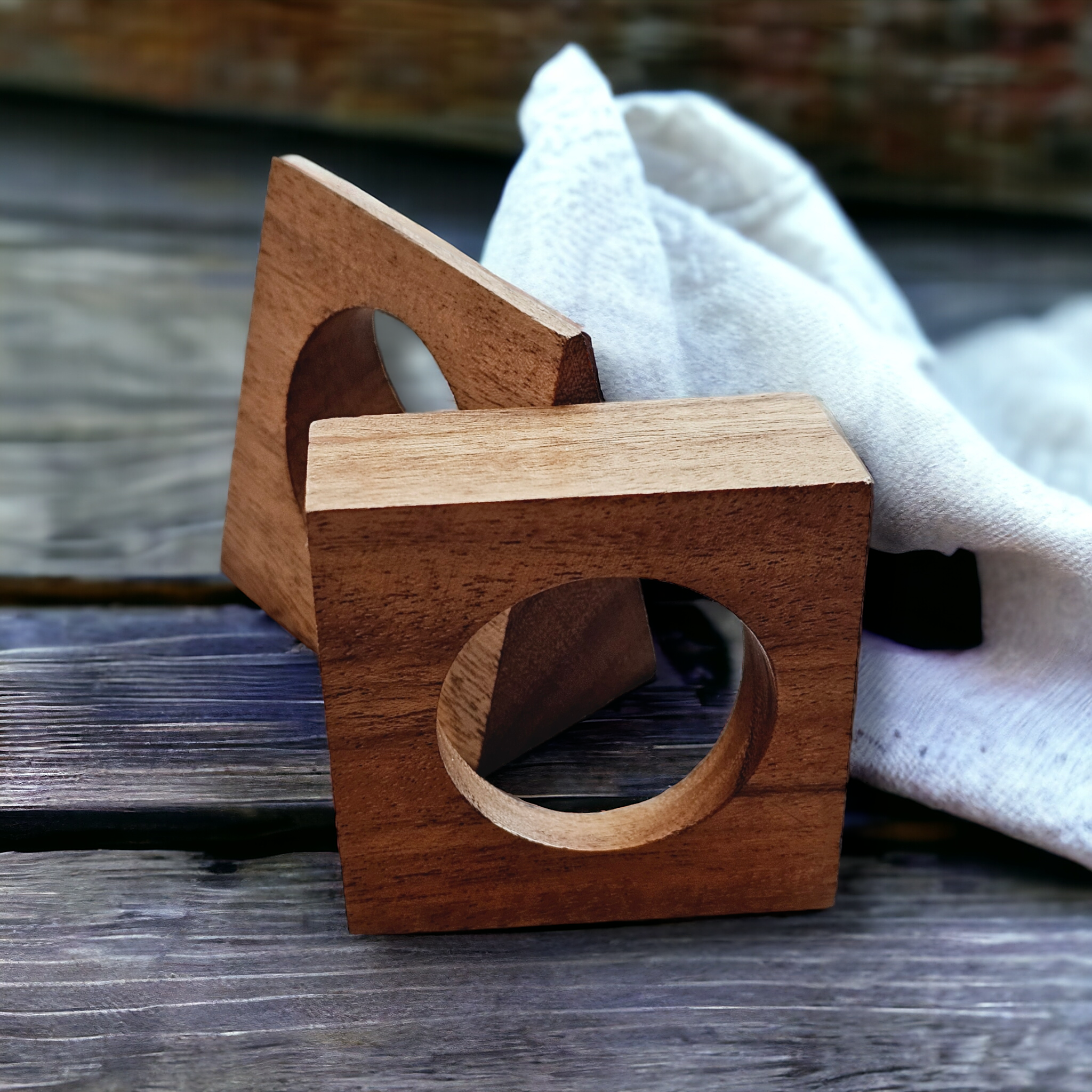 Triangular Wooden Napkin Rings (6pcs/set)