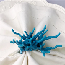 Load image into Gallery viewer, Aqua Teal Coral Napkin Rings, Coral Napkin Rings, Handmade Napkin Rings, Beach Napkin Rings, Tropical Napkin Rings, Nautical Napkin Rings, Beach Napkin Rings, turquoise coral napkin rings, coral,Wedding Decoration, tropical table decor, tropical napkin rings, Tabletop Decor, Party Wedding Set, party, Ornament Table Setting, Napkin Rings Wholesale, Napkin Ring Buckles, napkin decor, coral napkin rings, beach set up,  beach decoration, coastal decor
