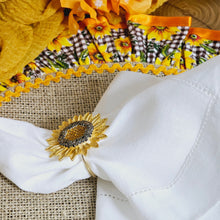 Load image into Gallery viewer, Sunflower Napkin Rings, Rustic Napkin Rings, Countryside Napkin Rings, Boho Napkin rings, Farm napkin rings, SUnflower Napkin Holder,  Wedding Napkin Rings,  Holiday Napkin Rings, Easter Napkin Rings, Decorative Serviette Rings, Holiday Napkin Holders, Napkin Ring Buckles, Wedding Decorations
