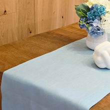 Load image into Gallery viewer, Aqua Linen Table Runner, Aqua Table Runner, Aqua Wedding Table Runner, Linen Table Runner, Aqua Rustic Table Runner, Farmhouse Table Runner, Dinner Table Runner, Handmade Table Runner, Wedding Table Runner, Valentine&#39;s Day Table Runner, Luxury linen Table Runner, Dining Table Runner, cloth Table Runner, Table Runner, Spring linen Table Runner, party Table Runner, Flax Table Runner
