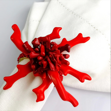 Load image into Gallery viewer, Wedding Decoration, red coral napkin rings, tropical table decor, tropical napkin rings, Tabletop Decor, Party Wedding Set, party, Ornament Table Setting, Napkin Rings Wholesale, Napkin Ring Buckles, napkin decor, Holiday Napkin Ring, Holiday Napkin Holder, Dinner Table Rings, Dinner Table Decor, Decorative Serviette Ring, Decoration for Wedding, coral napkin rings, coral, colorful napkin rings, beach table decor, beach set up, beach napkin rings, beach decoration, nautical napkin rings, coastal decor
