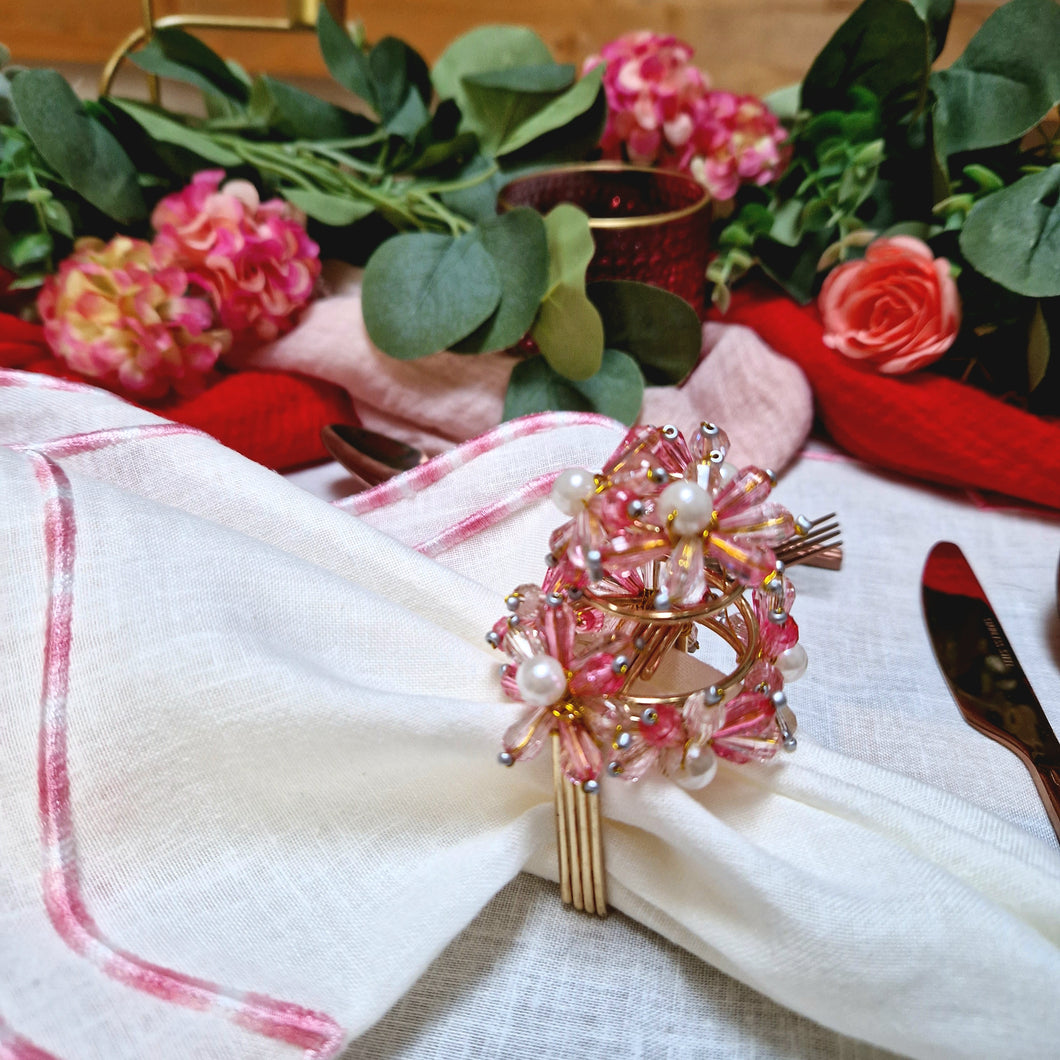 Pink Spring Flower Napkin Rings (12pcs/set)