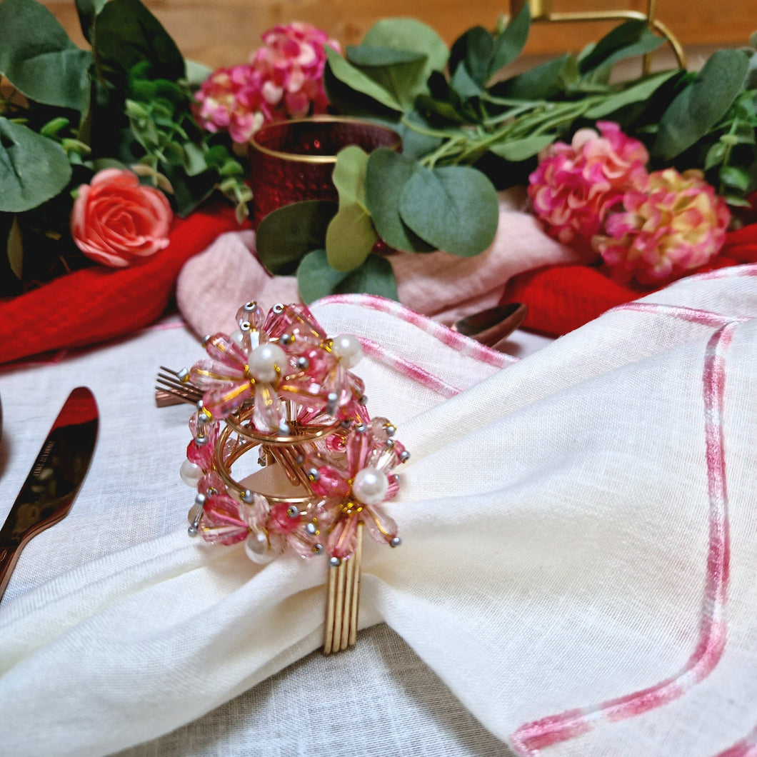 Pink Spring Flower Napkin Rings (12pcs/set)