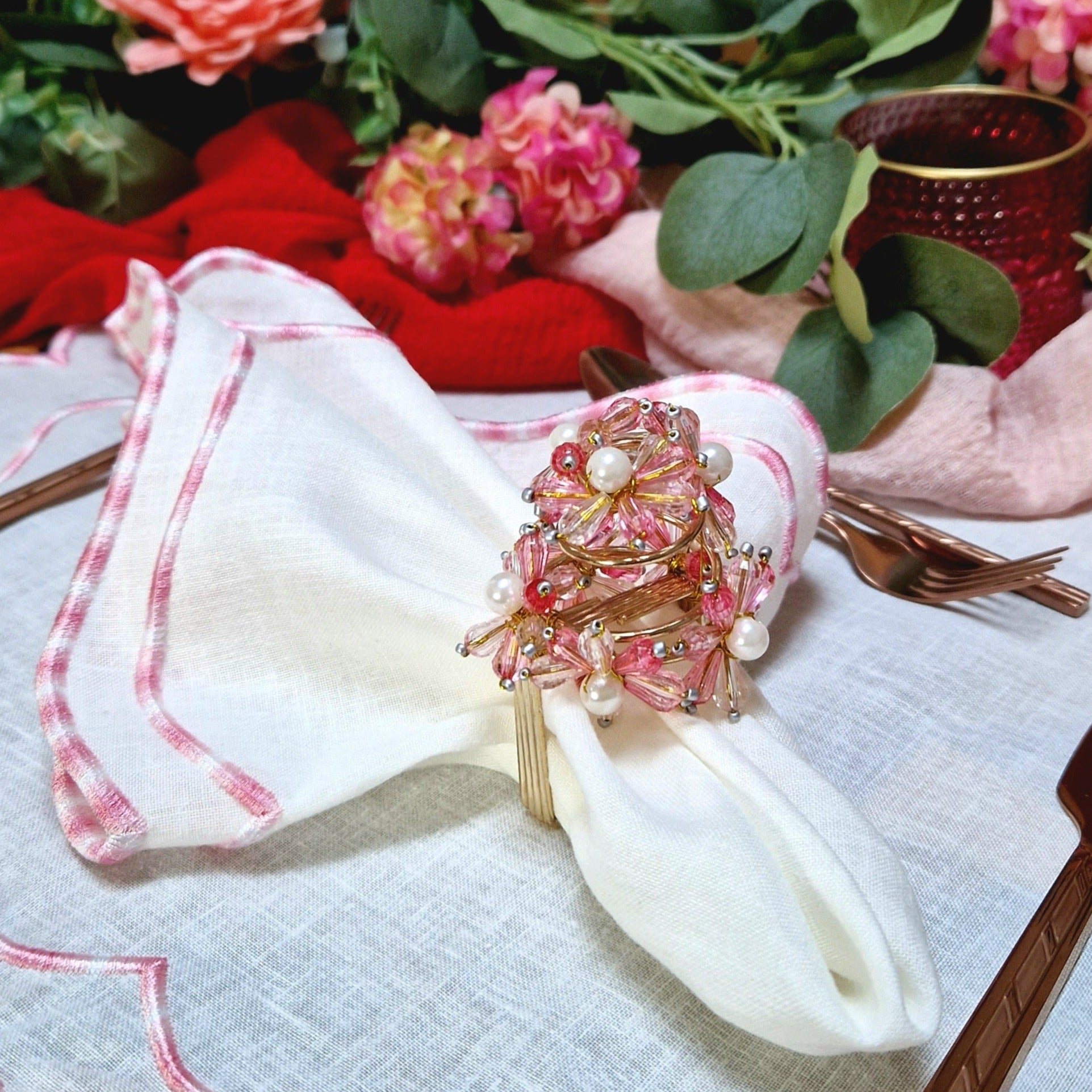 Artificial Flower Flower Napkin Rings Bulk Artificial Rose Silk