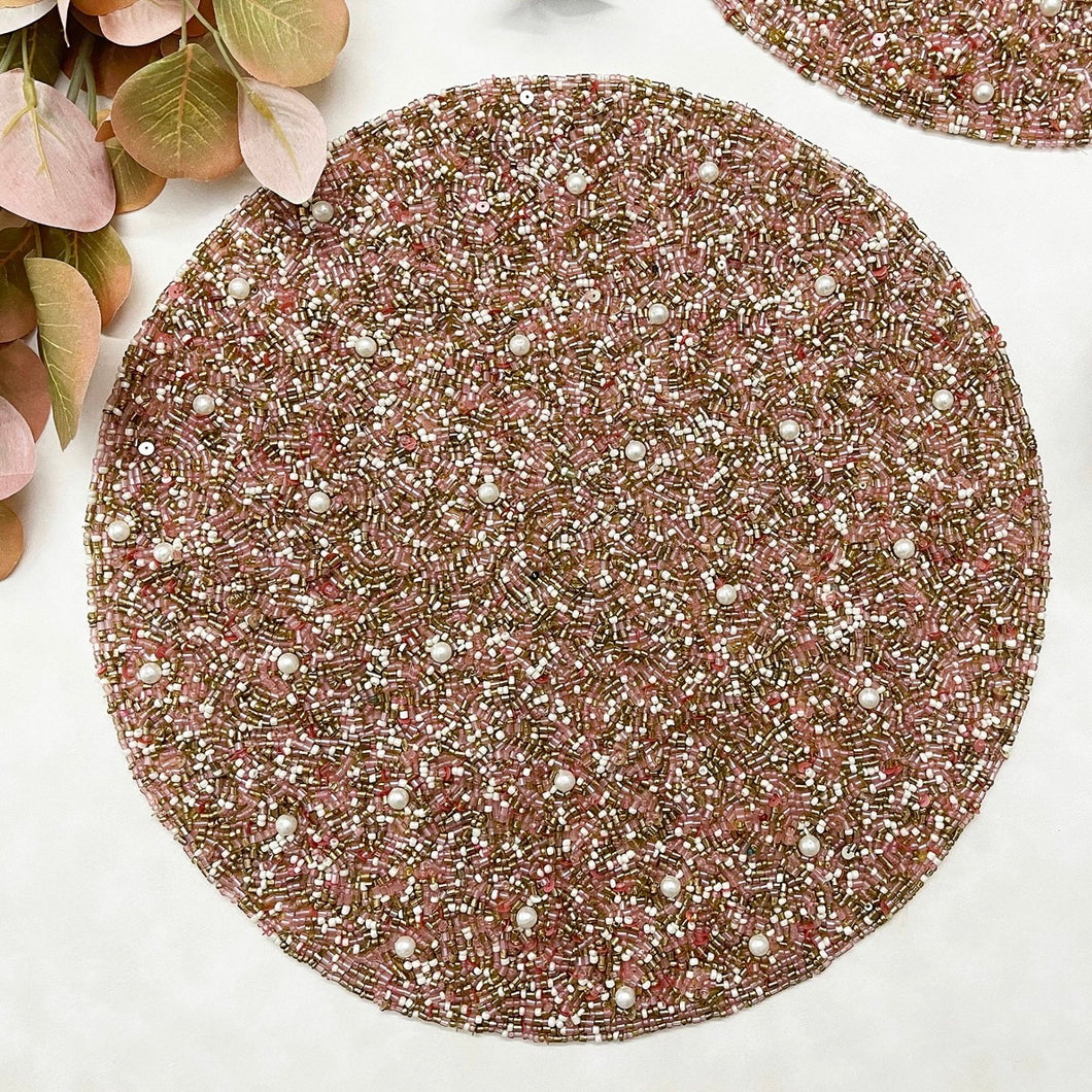 Luxury Pink Shades Sequin Beaded Placemats (Set of 2)