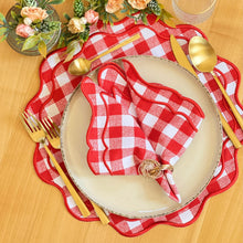 Load image into Gallery viewer, Red Gingham Embroidered Napkins, Red Napkins, Christmas Napkins, Dinner Napkins, Wedding Napkins, Party Napkins, Holiday Napkins, Luxury Table Linens, Premium Linen Napkins, Fine Dining Linen Napkins, Dining Linen Napkins, Wedding Linen Napkins, Special Occasion Napkins, Everyday Use Linen Napkins,High-quality linen napkins, Sustainable dining essentials, Elegant table decor, Linen Napkins
