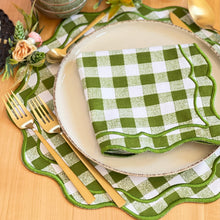 Load image into Gallery viewer, Green Gingham Embroidered Napkins
