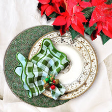 Load image into Gallery viewer, Green Gingham Embroidered Napkins, Green Napkins, Christmas Napkins, Dinner Napkins, Wedding Napkins, Party Napkins, Holiday Napkins, Luxury Table Linens, Premium Linen Napkins, Fine Dining Linen Napkins, Dining Linen Napkins, Wedding Linen Napkins, Special Occasion Napkins, Everyday Use Linen Napkins,High-quality linen napkins, Sustainable dining essentials, Elegant table decor, Linen Napkins
