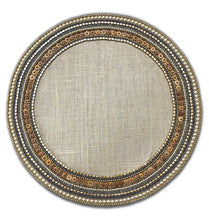 Load image into Gallery viewer, Gold Beaded Placemats on Burlap
