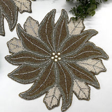 Load image into Gallery viewer, Christmas Floral Silver Poinsettia Beaded Placemats (Set of 2)
