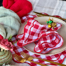 Load image into Gallery viewer, Red Gingham Embroidered Placemats
