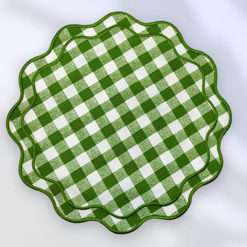 Green Gingham Placemats, Gingham Placemats, Green Gingham, Gingham Christmas Placemats, Christmas Placemats, Luxury Table Linens, Fine Dining Placemats, Wedding Gingham Placemats, Special Occasion Placemats, Dinner Gingham Placemats, Wedding Placemats, Party Placemats, Holiday Placemats