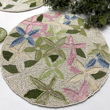 Load image into Gallery viewer, Handmade Beaded Pastel Floral Placemats (Set of 2)
