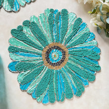 Load image into Gallery viewer, Floral Turquoise Beaded Placemats (Set of 2)

