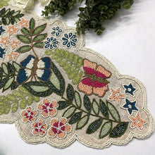 Load image into Gallery viewer, Floral Butterfly Beaded Runner on Burlap
