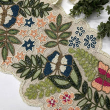Load image into Gallery viewer, Floral Butterfly Beaded Runner on Burlap
