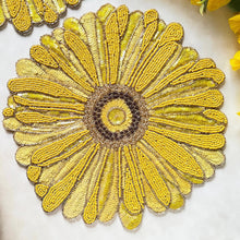 Load image into Gallery viewer, Floral Yellow Beaded Placemats (Set of 2)
