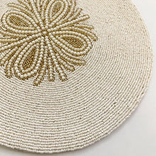 Load image into Gallery viewer, Handmade White and Gold Beaded Placemats (Set of 2)
