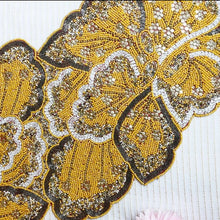 Load image into Gallery viewer, Handmade Yellow and Gold Beaded Table Runner
