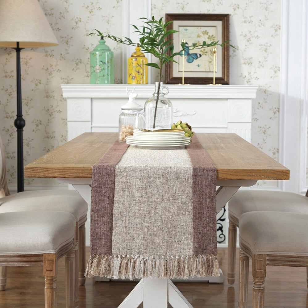 Rustic Table Runner Hemstitched Embroidery Farmhouse Table Runners