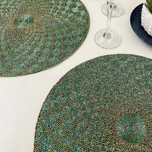 Load image into Gallery viewer, Luxury Handmade Green Beaded Placemats (Set of 2)
