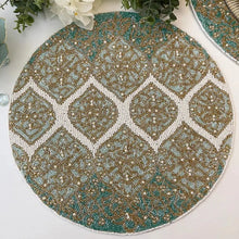 Load image into Gallery viewer, Luxury Teal &amp; Light Blue Beaded Placemats (Set of 2)
