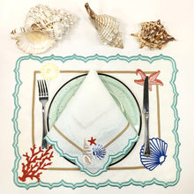 Load image into Gallery viewer, Corals &amp; Shells Linen Placemats
